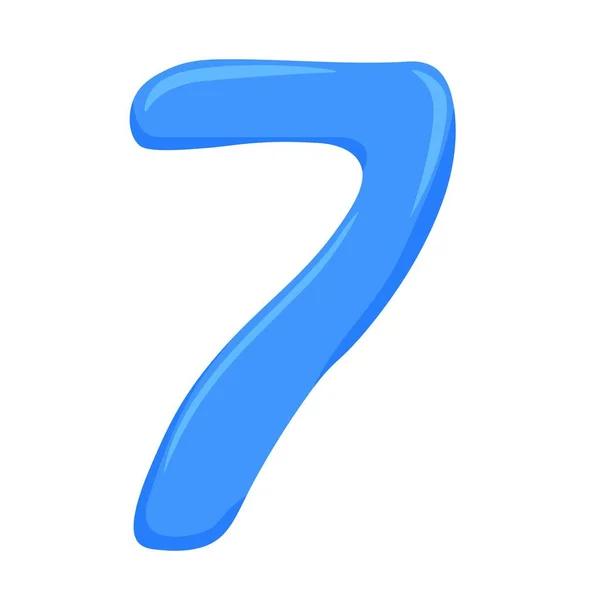 Μπλε Αριθμός Στυλ Κινουμένων Σχεδίων Χρώμα Αριθμός Επτά Μορφή Ενός — Διανυσματικό Αρχείο