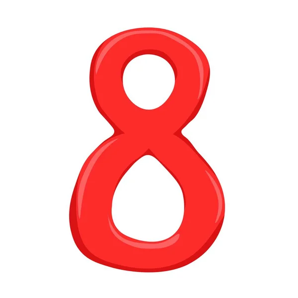 Κόκκινο Νούμερο Στυλ Κινουμένων Σχεδίων Χρώμα Νούμερο Οκτώ Μπαλόνι Διασκεδαστικά — Διανυσματικό Αρχείο