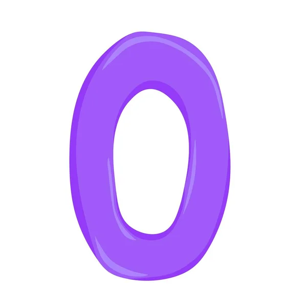 紫の数字0の漫画風 色の数字0の風船 楽しい数学 — ストックベクタ