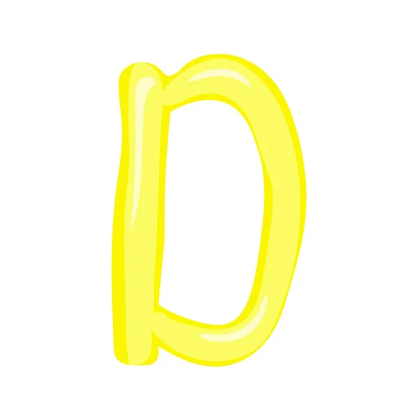 英语字母表中一个颜色鲜艳的卡通风格的黄色字母D — 图库矢量图片
