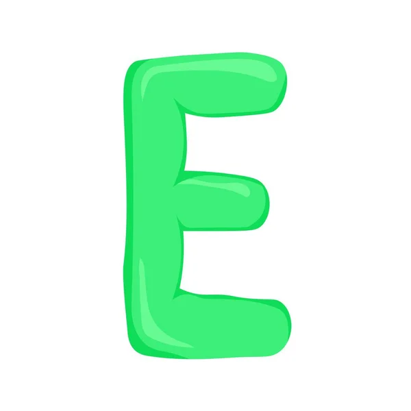 Letra Verde Alfabeto Inglês Estilo Desenho Animado Colorido —  Vetores de Stock