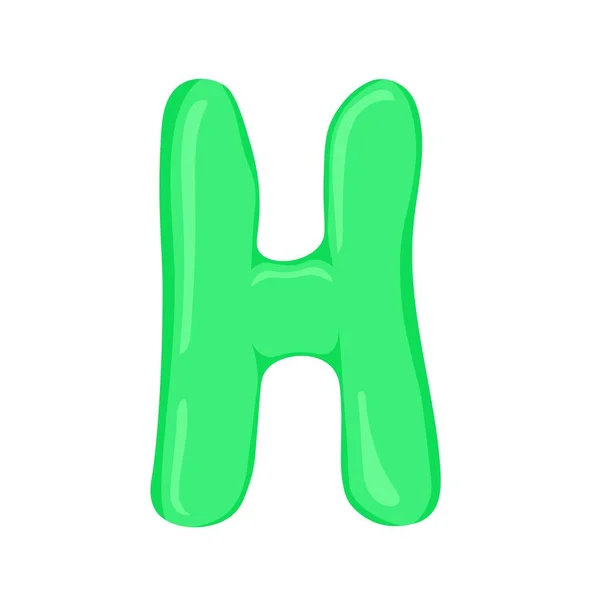英语字母表中的绿色字母H 多彩的卡通风格 — 图库矢量图片