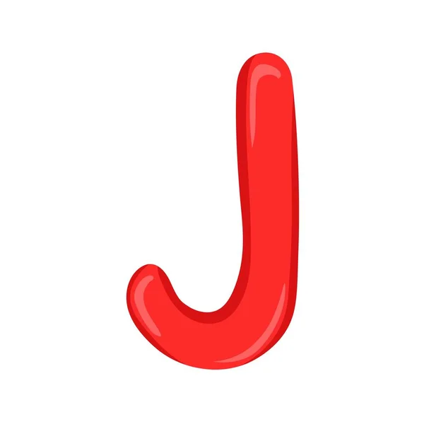 カラフルな漫画風の英語アルファベットの赤い文字J — ストックベクタ
