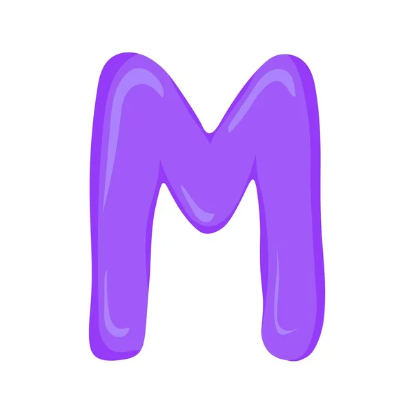 カラフルな漫画風の英語のアルファベットの紫の文字M — ストックベクタ