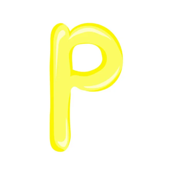 Letra Amarela Alfabeto Inglês Estilo Desenho Animado Colorido —  Vetores de Stock