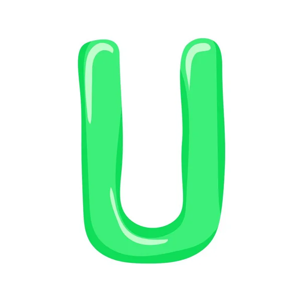 Letra Verde Alfabeto Inglês Estilo Desenho Animado Colorido —  Vetores de Stock