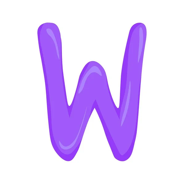 Purple Letter English Alphabet Colorful Cartoon Style — Stock Vector