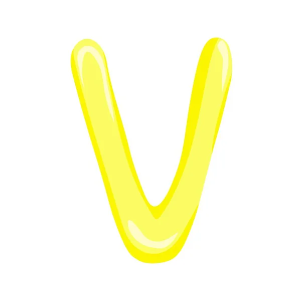 Letra Amarela Alfabeto Inglês Estilo Desenho Animado Colorido — Vetor de Stock
