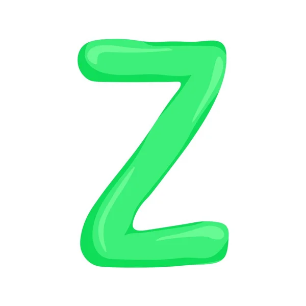 Letra Verde Alfabeto Inglês Estilo Desenho Animado Colorido — Vetor de Stock