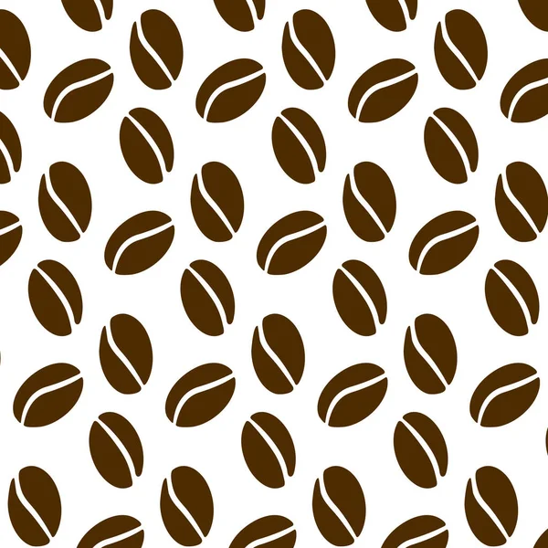 コーヒー豆のパターン カフェやコーヒーハウスのためのシームレスなシルエットを印刷します ベクトルイラスト パターンコーヒー壁紙 ドリンクデザイン 種子無限の要素 カフェインの家の繊維 芳香族コーヒー豆 — ストックベクタ