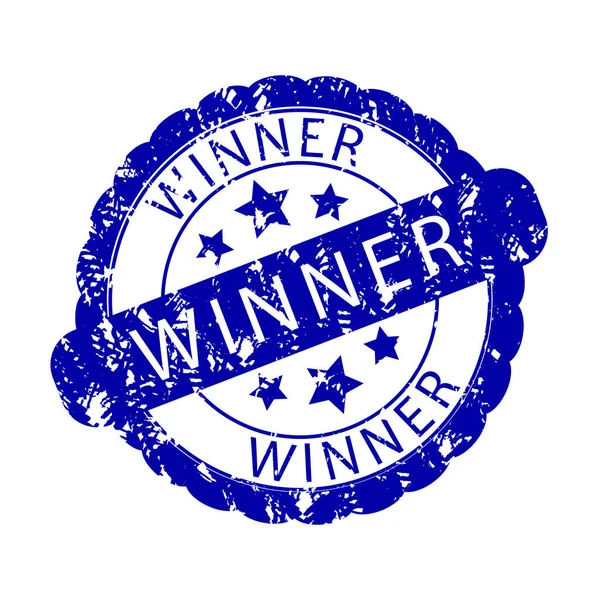 Vinnarens Frimärke Vinnarmärket Vektorillustration Vinnare Blått Gummi Ledare Märke Champion — Stock vektor