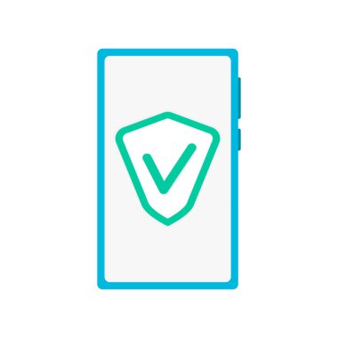 Akıllı telefon korumalı, ekranda güvenlik duvarının ikon kilitli kalkanı. Kalkan güvenlik duvarı taşıyıcısı, güvenli kilit ve güvenlik, güvenli mobil gizlilik çizimi için parola