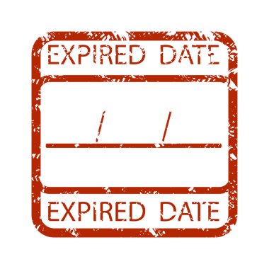 Expired date rubber stamp in square form. Vector illustration time limit and outdated, finished and no longer valid, end date and expiry clipart