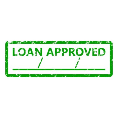 Kredi, tarih kauçuk damgası için onaylandı. Mühür mührü, zaman damgası yeri, ipotek için kredi başvurusu, kredi onaylı grunge illüstrasyon