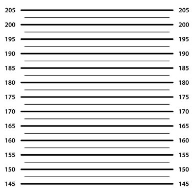 Ölçek cetvelli fotoğraf bölgesi sabıka fotoğrafı. Polis tarafından kimlik tespiti, hapishane şüphelisi, şüpheli teşhisi, aranıyor portresi, fotoğraf için duvar çizgisi, fotoğrafçılık mahkûmu illüstrasyonu