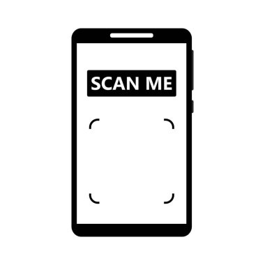 Beni akıllı telefonla tara, telefon, akıllı telefon ya da cep telefonu ile tara, qr bar etiketi, teknoloji tarayıcı düğmesi, ödeme barkod vektörü için tarama tasarımı
