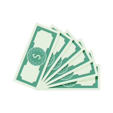 Dolar hayranı, iş banknotu nakit vektörü, dolar finans para birimi, fatura para illüstrasyonu, bankacılık yatırımı, ödeme zenginliği, finansal kağıt fanatiği tecrit edilmiş