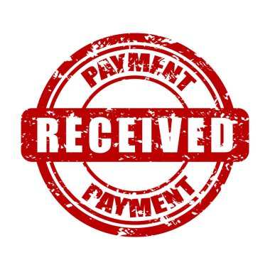 Payment received rubber stamp for bank office, vector of refund salary, official reward or invoice certified, receive approval, vector illustration clipart