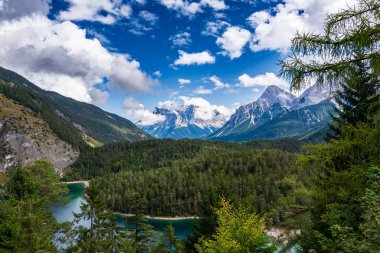 Panorama at the Blindsee with view to the Zugspitze, Austria