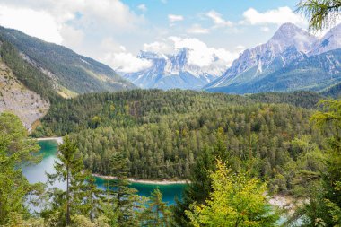Panorama at the Blindsee with view to the Zugspitze, Austria
