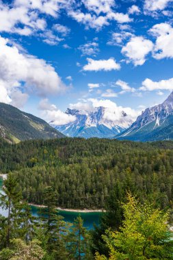 Panorama at the Blindsee with view to the Zugspitze, Austria