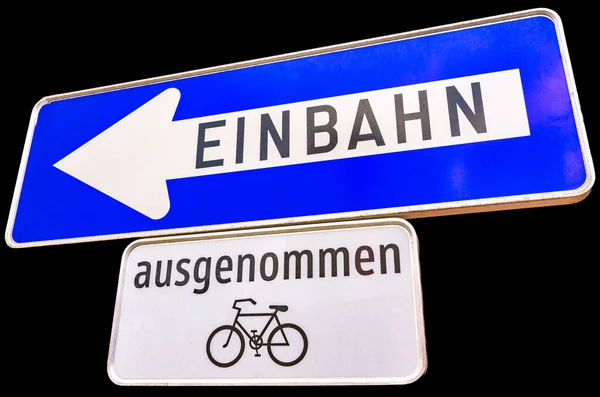 Blauw Straatnaambord Oostenrijk Met Het Duitse Woord Voor Eenrichtingsverkeer Exclusief — Stockfoto