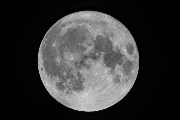 Luna Piena Con Molte Stelle Nella Notte Buia — Foto Stock