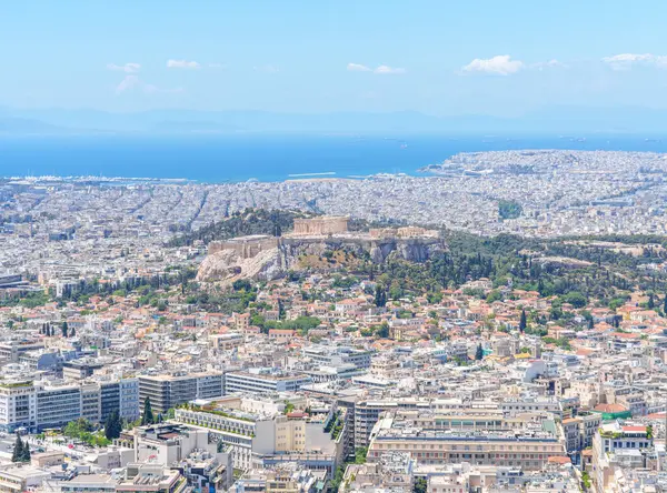 Panoráma Athén Akropolisz Dombbal Görögország Híres Öreg Akropolisz Athén Látványossága — Stock Fotó