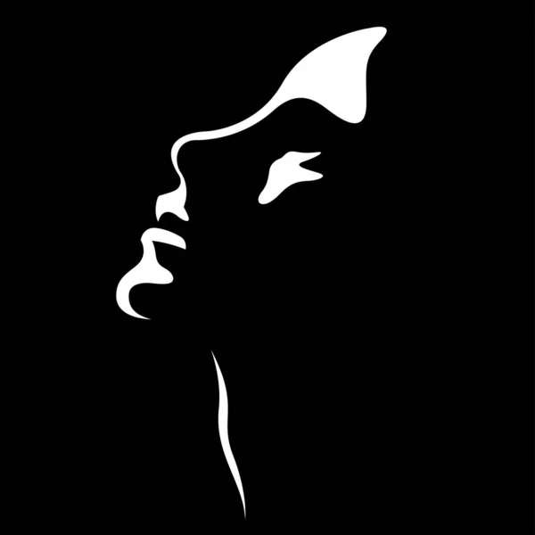 Vektorový Černobílý Obraz Krásného Ženského Profilu Tvaru Stínu Užitečné Pro — Stockový vektor
