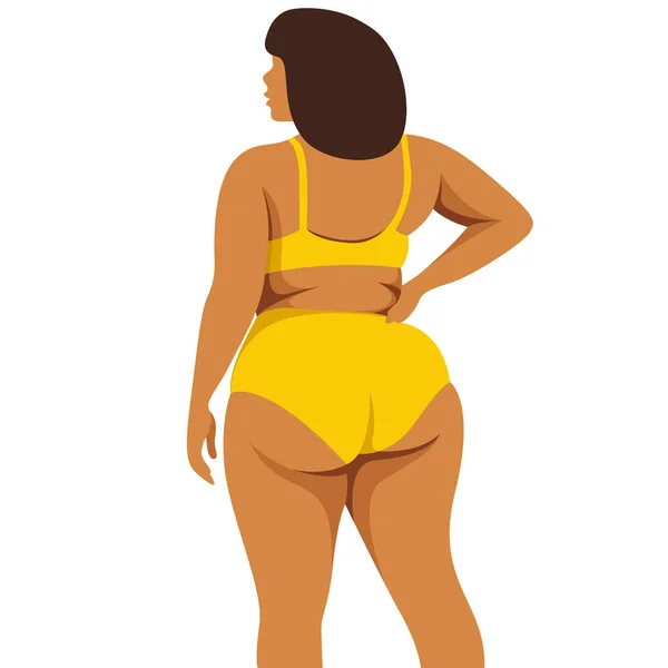 Ilustração Vetorial Sobre Tema Corpo Positivo Suculento Menina Gorda Fica — Vetor de Stock