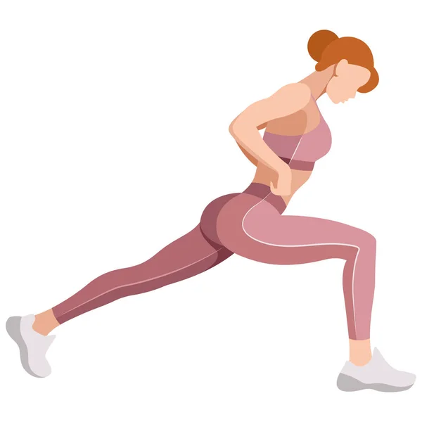 Vector Image Girl Sports Uniform Leggings Sports Bra Engaged Fitness — Image vectorielle