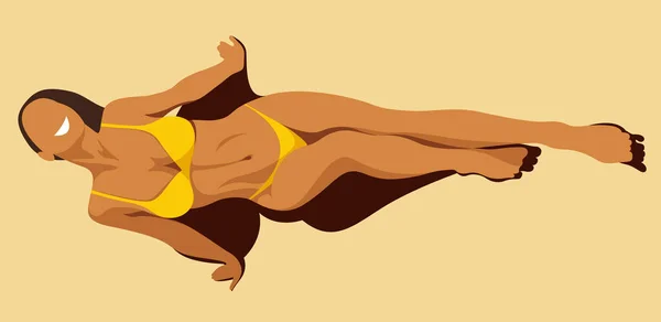 Vector Illustration Theme Summer Holidays Beautiful Young Tanned Girl Yellow — Stockvektor