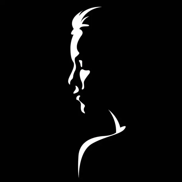 Векторная Черно Белая Иллюстрация Красивого Женского Лица Образованного Тенью Полезно — стоковый вектор