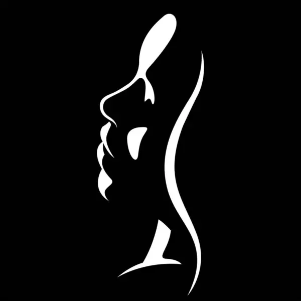 Vektor Schwarz Weiß Illustration Eines Schönen Weiblichen Gesichts Das Durch — Stockvektor