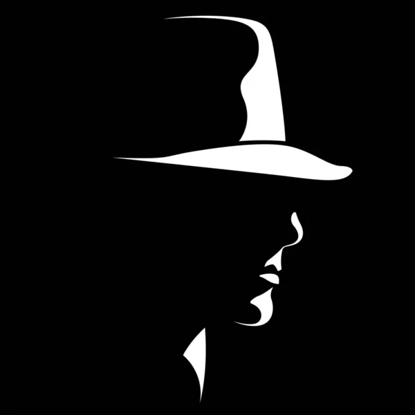 Vector Black White Light Shadow Isolated Image Man Hat Formed Royalty Free Stock Vectors