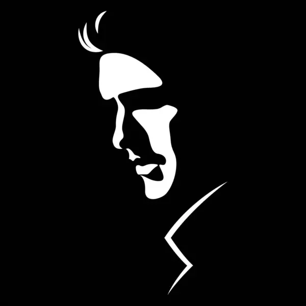 Vector Black White Light Shadow Isolated Image Male Face Formed Stock Illustration