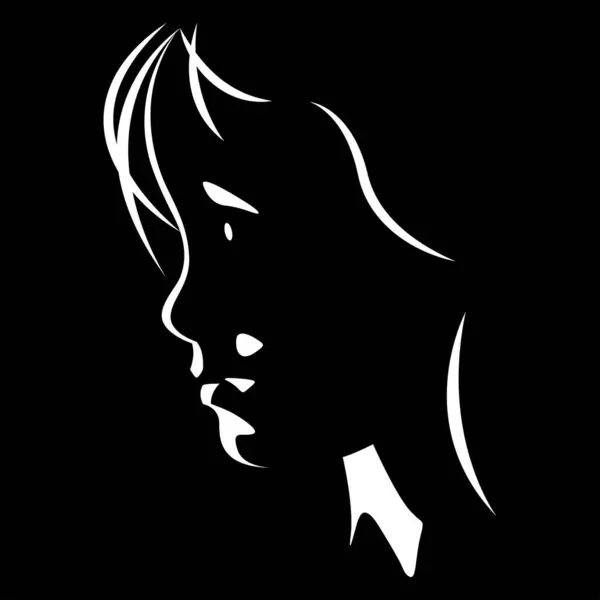 Vector Black White Light Shadow Illustration Child Profile Silhouette Isolated Stockvektor