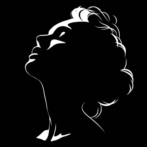 Vector Black White Illustration Beautiful Female Face Formed Shadow Useful Vector Graphics