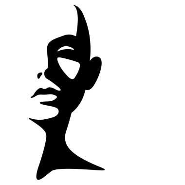 vector black and white light and shadow isolated illustration of a beautiful female face. useful for products for women, beauty salons, decorative and skin care cosmetics, logo, print, poster, design