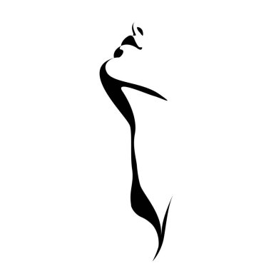 Bir gölgenin oluşturduğu güzel bir kadın yüzünün siyah beyaz vektör çizimi. Kadınlar için reklam ürünleri, güzellik salonları, dekoratif ve bakım kozmetik ürünleri, logo, poster, tasarım