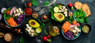 Odaklanamayan gıda geçmişi. Vejetaryen yemeği kavramı. Üst Manzara. Metnin için boş yer.