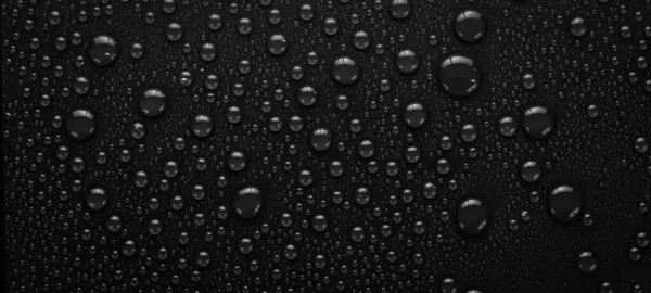 Water Black Background Raindrops Macro Top View — Stock Photo, Image