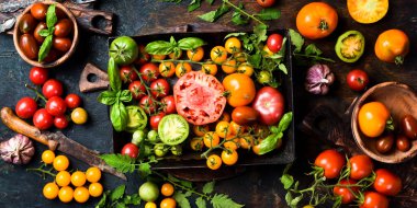 Taze domatesler. Domates arkaplanı.