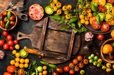 Taze domatesler. Domates arkaplanı.