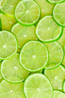 Limon deseni. Üst manzara turunçgiller yeşil meyve. Kapat..