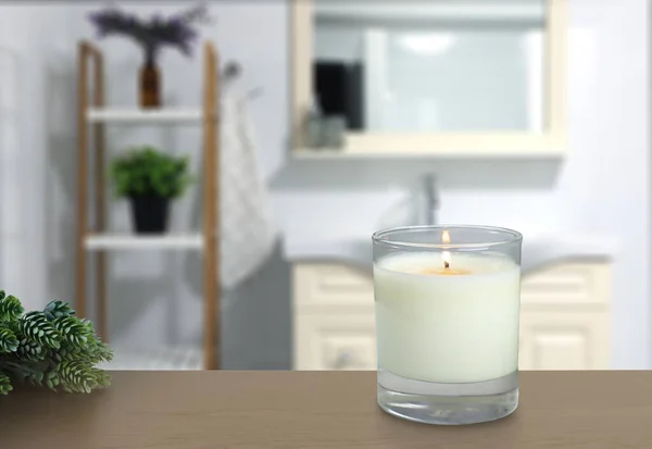 Luxury Lighting Aromatic Scent Glass Candle Display Luxury Design White — Stock Photo, Image