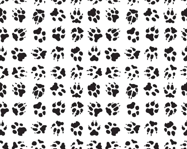 Black Silhouettes Dog Traces Seamless Pattern — 스톡 벡터