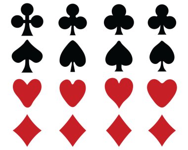 Set of playing cards symbols on white background