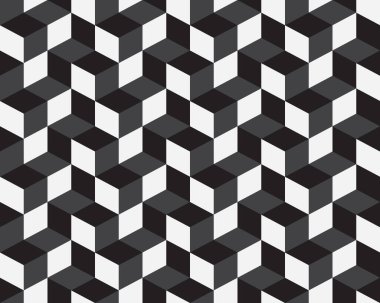 Geometric gray hexagon seamless pattern, black and white abstract background