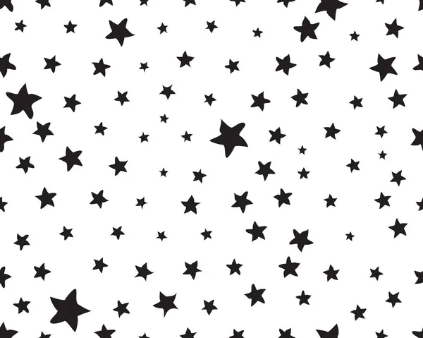 Siyah Yıldızlar Gelişigüzel Boyutlar Pürüzsüz Desenli Dijital Clipart Stok Vektör
